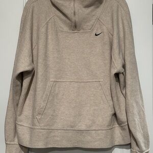 Nike Women's Tan Hoodie with Black Swoosh